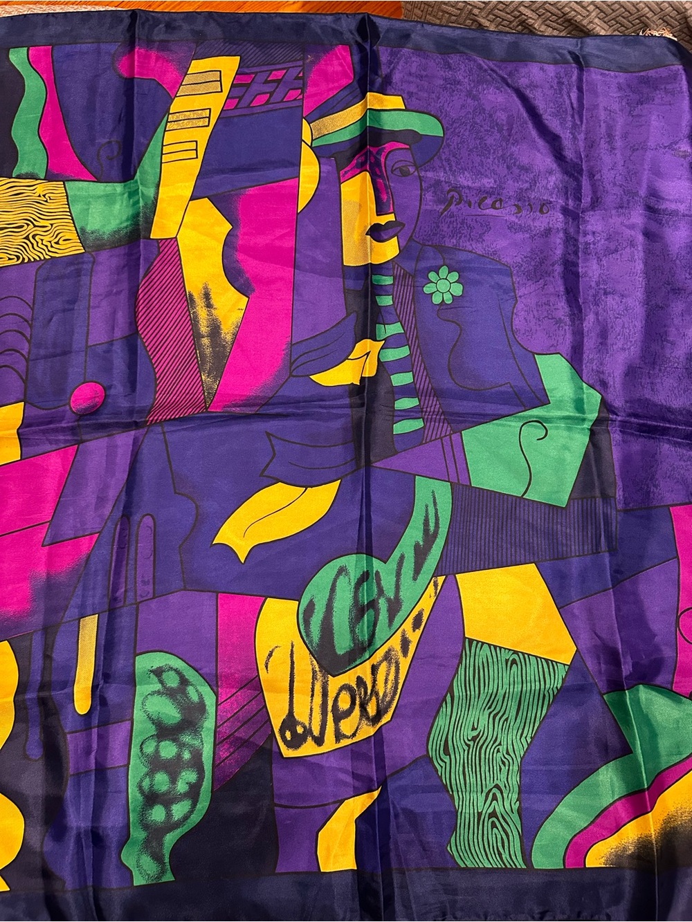 Picasso Vibrant Abstract Purple and Green Decorative Bedding Throw